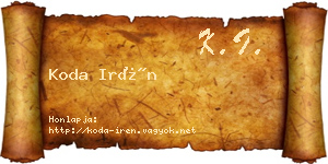 Koda Irén névjegykártya